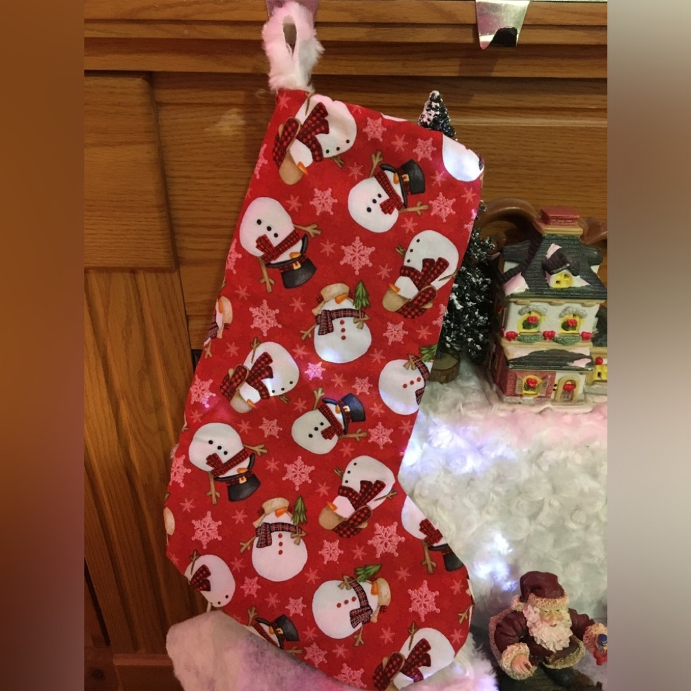 Festive Red Snowman Christmas Stocking